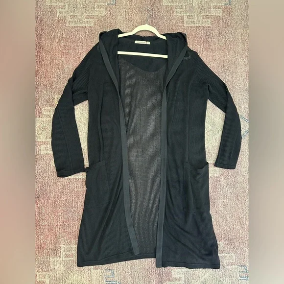 XCVI wearables long fishnet hoodie cardigan jacket like new size large - Picture 1 of 10